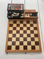 Schaak/dambord staunton schaakstukken damstenen, Ophalen of Verzenden, Gebruikt