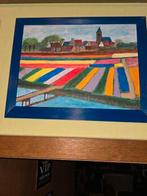 Bollenvelden olieverf op paneel, Antiek en Kunst, Kunst | Schilderijen | Klassiek, Ophalen of Verzenden