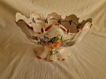 Aardewerken fruitschaal met bloemenmotief Bassamo Italy #190 beschikbaar voor biedingen