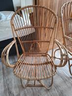 Vintage rotan stoelen, Huis en Inrichting, Stoelen, Ophalen, Twee, Bruin, Riet of Rotan