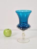 Mid century blauwe Murano glas vaas mondgeblazen 1960 Rare, Huis en Inrichting, Woonaccessoires | Vazen, Blauw, Ophalen of Verzenden