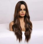 Bruine Witte Ombre Lange Pruik Met Slag Haar Dames Vrouwen, Verzenden, Nieuw, Pruik of Haarverlenging