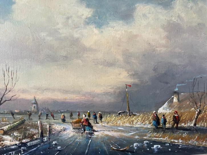 Leen van Vugt, lekker schaatsen op de vaart, Antiek en Kunst, Kunst | Schilderijen | Klassiek, Ophalen