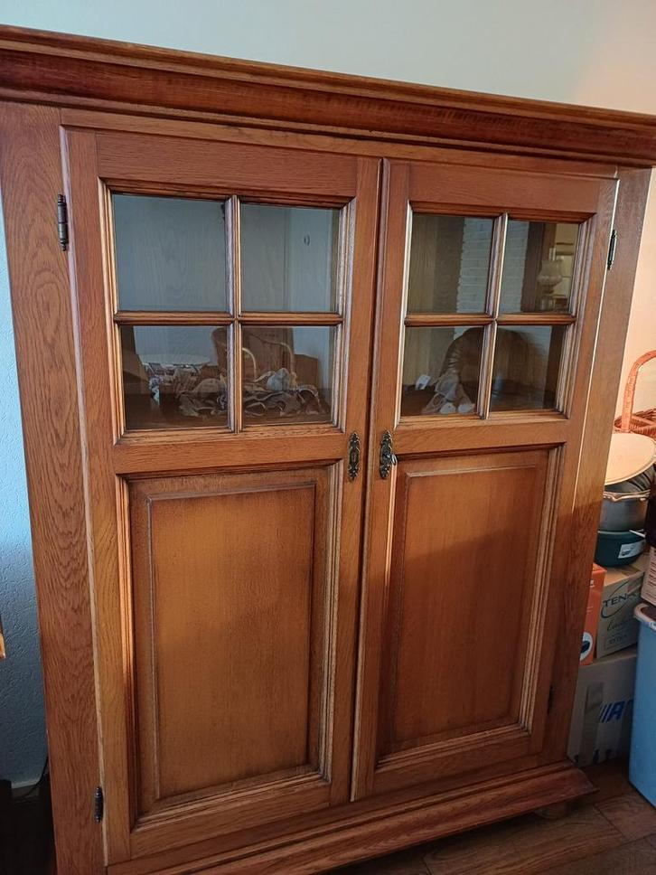 Kast grenen met glas in de deuren, Antiek en Kunst, Antiek | Meubels | Kasten, Ophalen