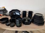 Arcoroc zwart achtkantige servies, Huis en Inrichting, Keuken | Servies, Ophalen, Gebruikt, Overige stijlen, Bord(en)