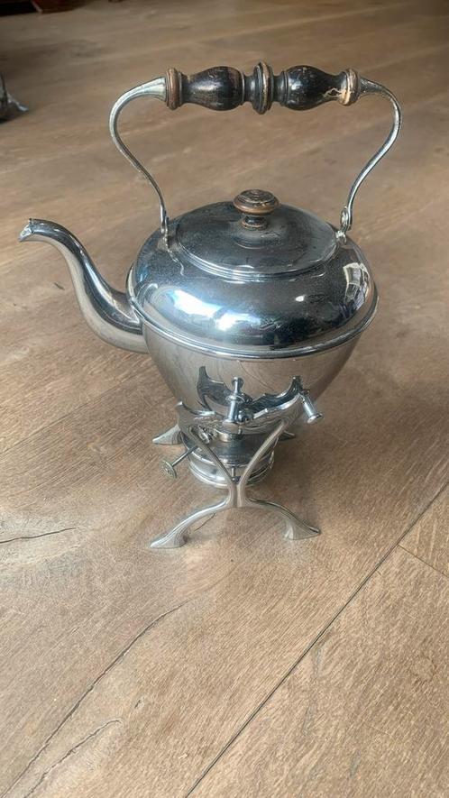 Antieke theepot, bouilloire op warmhouder, Antiek en Kunst, Antiek | Keukenbenodigdheden, Ophalen of Verzenden