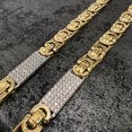 14k gouden koningsketting schakel plat massief 70cm, Ophalen of Verzenden