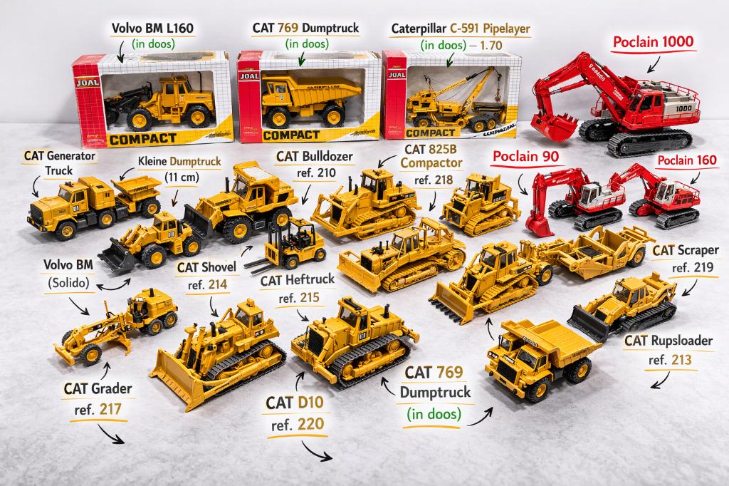 Grote collectie schaalmodellen bouwmachines, Hobby en Vrije tijd, Modelbouw | Auto's en Voertuigen, Zo goed als nieuw, Overige typen