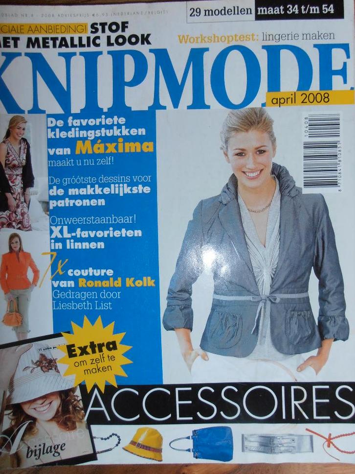 Knipmode april 2008 kleding van Maxima, Hobby en Vrije tijd, Kledingpatronen, Zo goed als nieuw, Vrouw, Knipmode, Ophalen of Verzenden