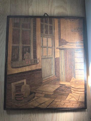 Hout inleg wand paneeltje huisvlijt 3 april 1941 koedijk beschikbaar voor biedingen