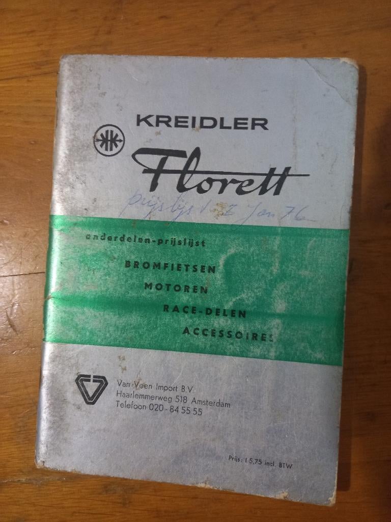 Kreidler florett onderdelen prijslijst van veen 1976, Ophalen