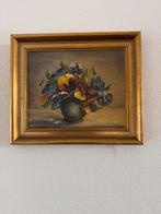 Olieverfschilderij: Vaas met Viooltjes, Ophalen of Verzenden