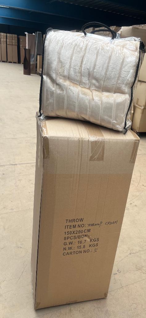 Bont plaid creme 150x200cm, Huis en Inrichting, Woonaccessoires | Plaids en Woondekens, Nieuw, Ophalen of Verzenden