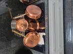"Spring" koperen pannenset met rechaud, Huis en Inrichting, Keuken | Potten en Pannen, Ophalen of Verzenden, Zo goed als nieuw