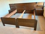 Tweepersoonsbed met achterwand en nachtkastjes, Ophalen, Bruin, Tweepersoons, 180 cm
