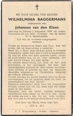 Wilhelmina Baggermans 1876 Gemert + 1944 Gemert, 67 jaar, Verzenden