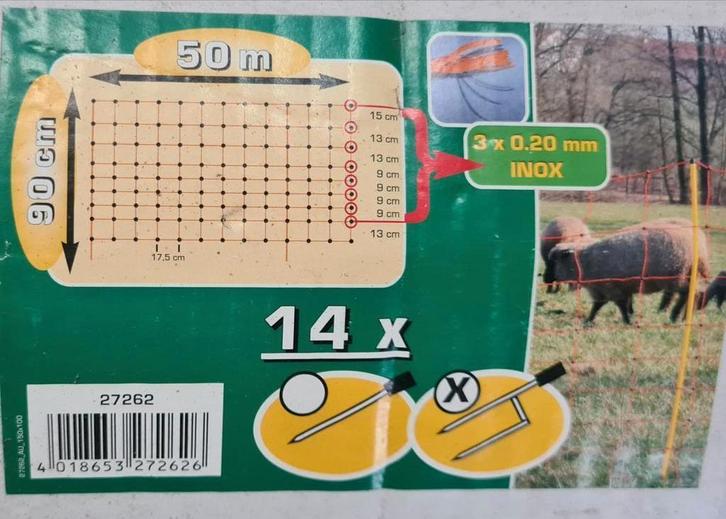 Schapengaas, schapennet 90 cm hoog, 50 m, schrikdraadnet, Dieren en Toebehoren, Stalling en Weidegang, Weidegang