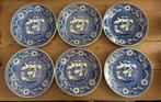 6 boterhambordjes Teadrinker blauw Maastrichts aardewerk, Antiek en Kunst, Antiek | Servies los, Ophalen of Verzenden
