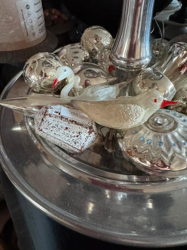 Antieke kerstbal /vogeltje op knijpertje, Diversen, Kerst, Gebruikt, Ophalen of Verzenden