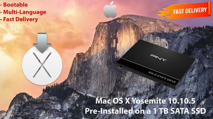 OS X Yosemite 10.10.5 VoorGeïnstalleerd op PNY SSD van 1TB, Computers en Software, Besturingssoftware, Nieuw, MacOS, Ophalen of Verzenden