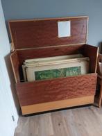 Houten  schoolplatenkist/ Opbergkist / Archiefkist, Huis en Inrichting, Woonaccessoires | Kisten, Ophalen, Minder dan 50 cm, Gebruikt