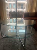 Originele Gispen Glazen Salontafel - Van Til Interieur, Huis en Inrichting, Ophalen, 100 tot 150 cm, Rond, 50 tot 100 cm