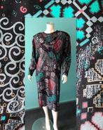 Vintage jaren 80 jurk gebloemd maat 44, Verzenden, Maat 42/44 (L), Vintage, Gedragen