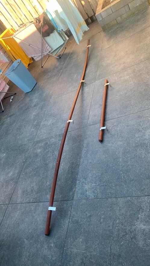 Trapleuning hout eiken leuningshouders rvs, Doe-het-zelf en Verbouw, Ladders en Trappen, Zo goed als nieuw, 2 tot 4 meter, Ophalen of Verzenden