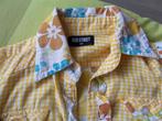 Stoere blouse, geel ruitje + bloemen, maat 128., Ophalen of Verzenden, Gebruikt, Meisje, Overhemd of Blouse