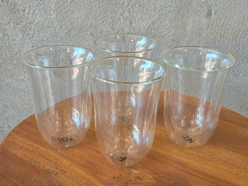 4 x Dubbelwandige grote  theeglazen koffiegkazen cappuccino, Huis en Inrichting, Keuken | Servies, Zo goed als nieuw, Glas of Glazen
