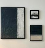 Kunstwerk reliëf zwart/wit 60x80 cm incl lijst, Antiek en Kunst, Kunst | Schilderijen | Abstract, Ophalen of Verzenden