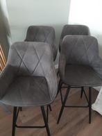 4 mooie grijze barstoelen, Huis en Inrichting, Barkrukken, 4 krukken, Ophalen, Zo goed als nieuw, 60 tot 90 cm