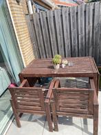 Tafel, 3 stoelen en een tweezitbankje, 4 zitplaatsen, Gebruikt, Ophalen of Verzenden, Bank