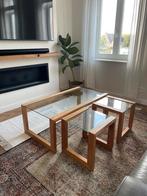Salontafel set van 3 - massief mahonie, Huis en Inrichting, Tafels | Salontafels, Ophalen, 50 tot 100 cm, Minder dan 50 cm, Rechthoekig