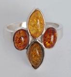 Zilveren ring met amber barnsteen 925 zilver Maat 16, Ophalen of Verzenden, Kleiner dan 17, Met edelsteen, Zilver
