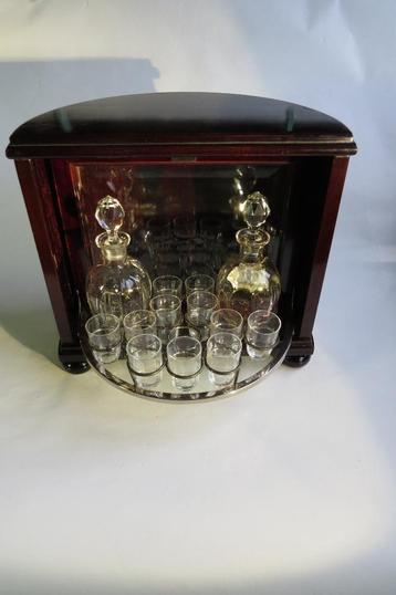 Antiek massie mahoniehouten Art Deco liquer kabinetje c.1920 beschikbaar voor biedingen