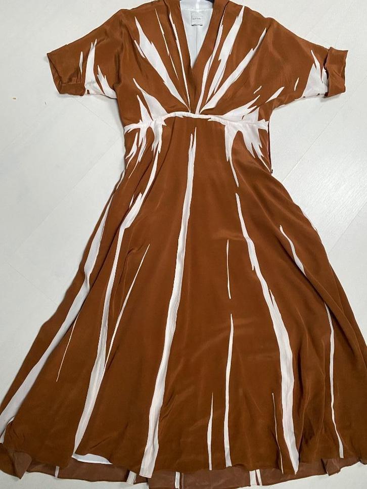 Paul Smith Silk dress S, Kleding | Dames, Jurken, Zo goed als nieuw, Maat 36 (S), Bruin, Onder de knie, Ophalen of Verzenden