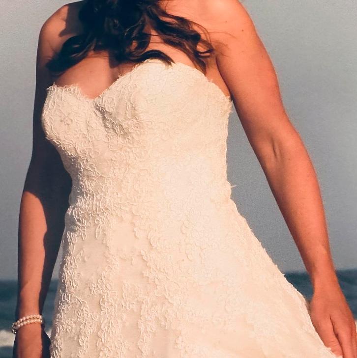 Trouwjurksan patrick, Kleding | Dames, Gelegenheidskleding, Zo goed als nieuw, Overige typen, Maat 36 (S), Wit, Ophalen