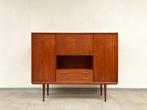 Vintage mid-century teak highboard Van Pelt Belgie 1960's, Ophalen, Gebruikt, Met deur(en), 50 tot 100 cm