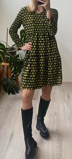 Yellow Label jurk A lijn groen zwart s v hals lange mouw, Kleding | Dames, Yellow Label, Ophalen of Verzenden, Zo goed als nieuw