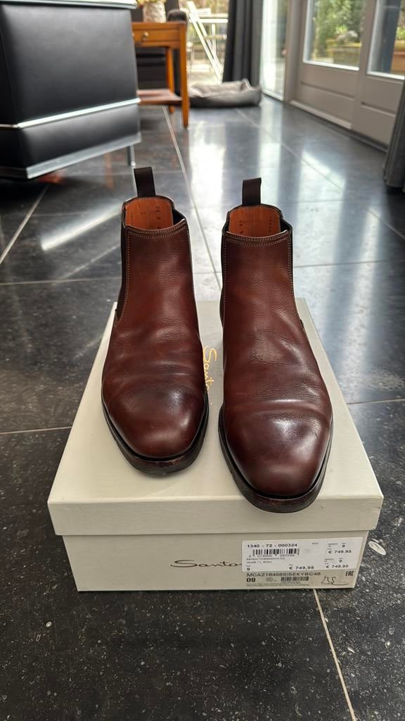 Santoni Chelseaboot maat 9, Bruin, Boots, Ophalen of Verzenden, Zo goed als nieuw