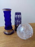 Oude vazen.Glas/kristal.Gegraveerd/geëtst glas.Pr.p/st.vanaf, Overige kleuren, Ophalen of Verzenden, Minder dan 50 cm, Glas