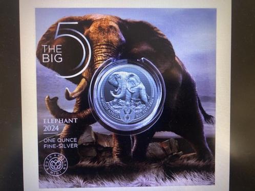 2024 South Africa - Big Five III Elephant - 1 oz silver in b, Postzegels en Munten, Edelmetalen en Baren, Zilver, Ophalen of Verzenden