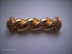 Een mooie Zware Goudkleurige Broche met Faux Parel en Strass, Verzenden, Overige materialen, Broche