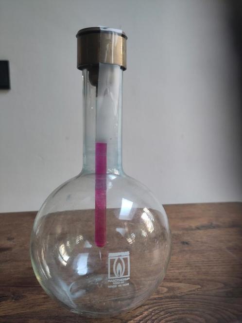 Rasotherm rondbodemkolf met thermometer – 1000 ml Vintage, Antiek en Kunst, Antiek | Glas en Kristal, Ophalen of Verzenden