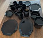 Zwart achthoekig servies - gebruikt, Ophalen, Gebruikt, Keramiek, Effen