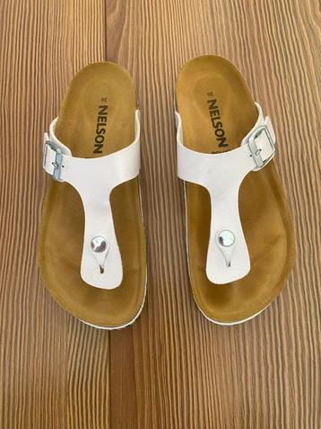 Slippers Nelson Wit Bruin Maat 36 beschikbaar voor biedingen