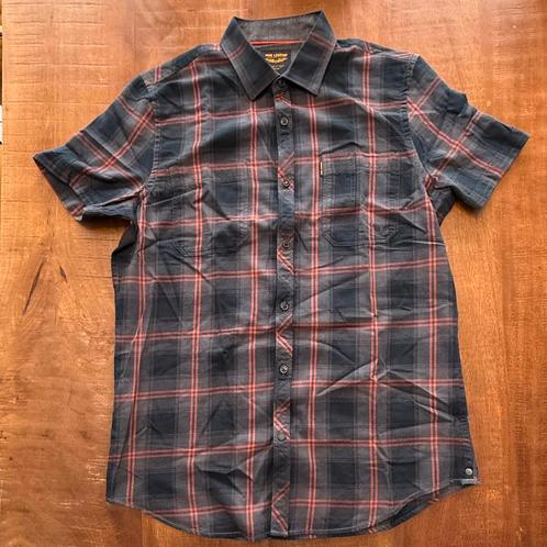 PME Legend overhemd, korte mouw, Zwart met rood ruitpatroon, Kleding | Heren, Overhemden, Zo goed als nieuw, Halswijdte 41/42 (L)