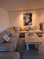 Hoekbank met hocker - Microvezel/Lederlook, Huis en Inrichting, Banken | Bankstellen, 100 tot 125 cm, Hoekbank, 300 cm of meer