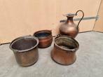 Drie antieke koperen nagelemmers en grote koperen vaas, Antiek en Kunst, Ophalen of Verzenden